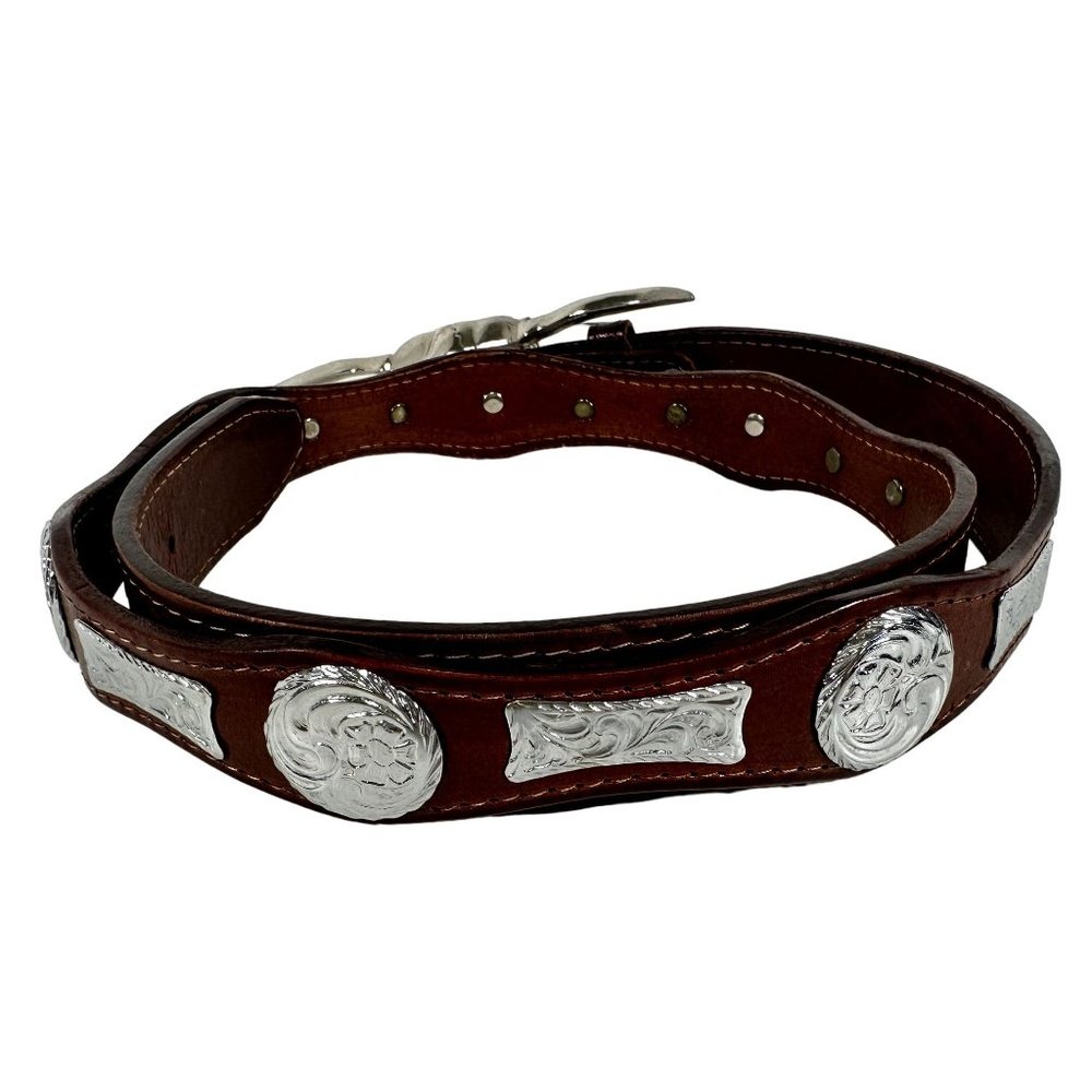 Longhorn Steer Skull Leather Belt Embossed n Studded Mens Size 42 Made in Mexico - Picture 4 of 9